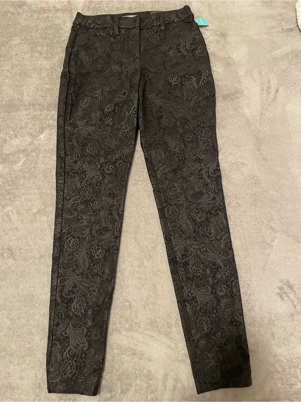 Maurices Black Paisley Bengaline Skinny Pants XS NWT